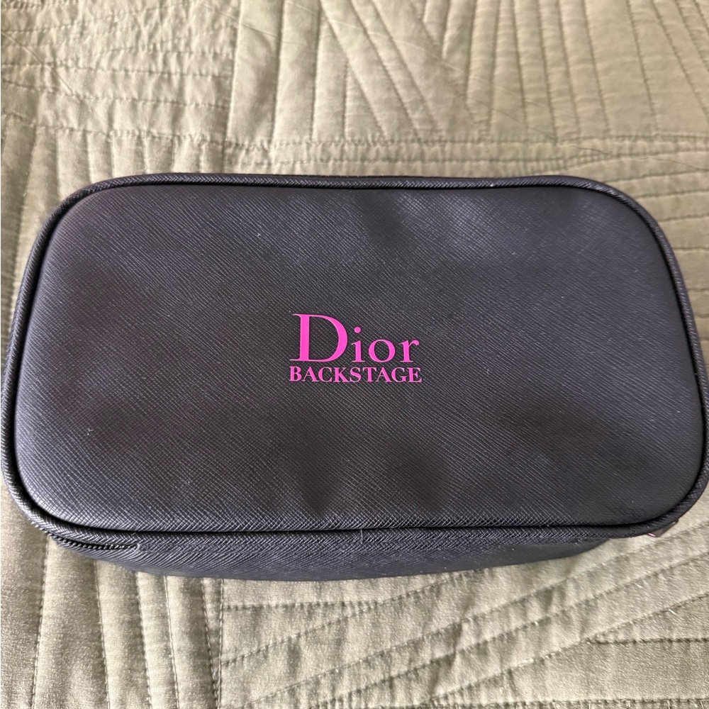 Dior Backstage Black Cosmetic Bag with Pink Logo